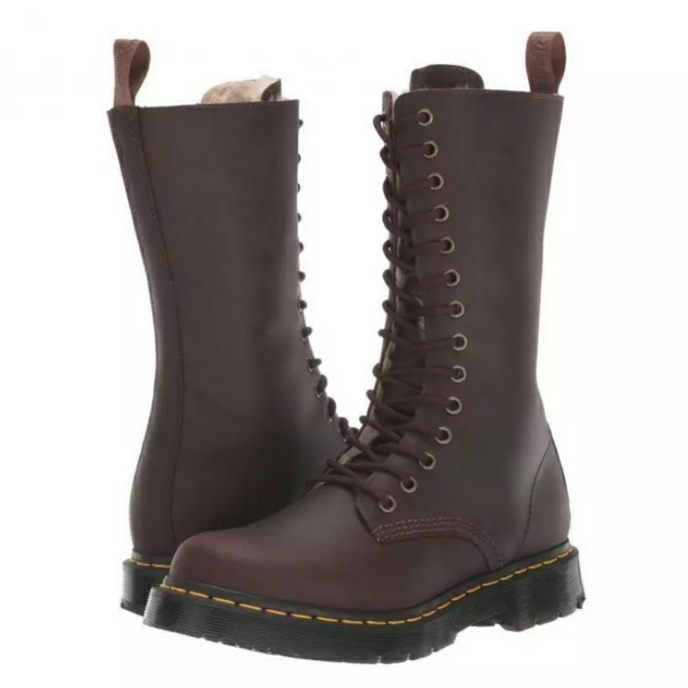NWOB Dr. Martens 1914 Kolbert Tall Wintergrip Faux Fur Lined Waterproof Size 8.